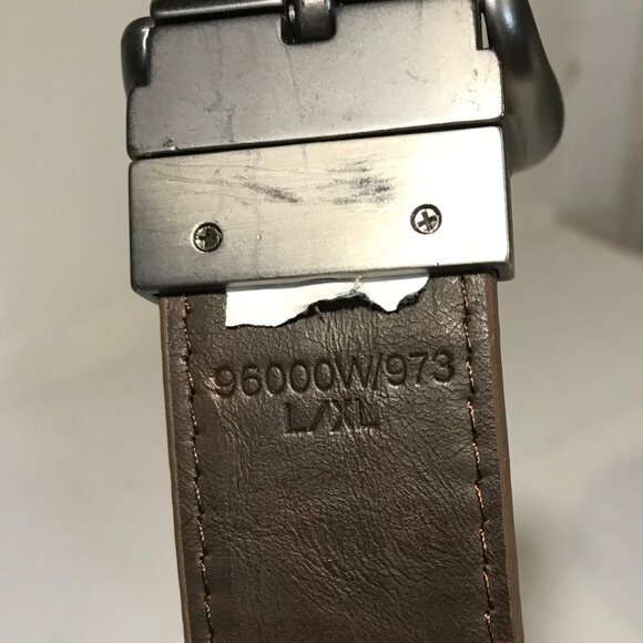 RealTree Mens Brown & White Canvas Leather Belt L / XL Metal Buckle 96000/979 - Picture 8 of 9